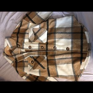 SHEIN Single Breasted Pocket Front Plaid Coat